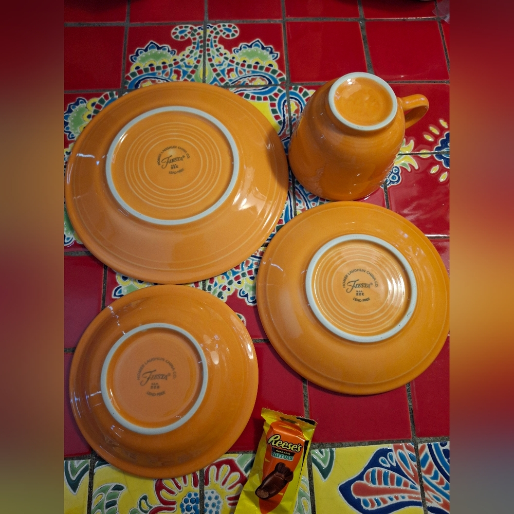 Fiestaware Melon Butterscotch Salad Plate Sauce Bowl Cup & Saucer 4 Pcs Excel - Picture 9 of 9